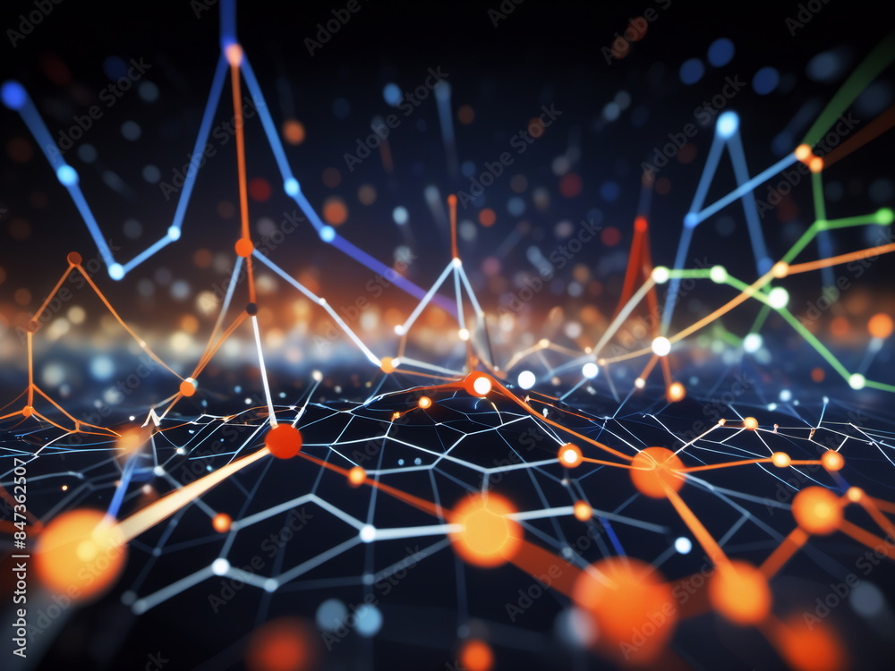 Fototapeta premium Abstract background ideal for digital, technologies, data science, scientific, neural networks, AI, network, data transmission and analysis, audio and visual concept. 