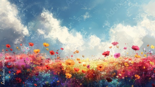 An exquisite and captivating oil painting of intricate floral patterns, showcasing the beauty of blooming flowers and lush foliage. Perfect for enhancing backgrounds, cards, banners