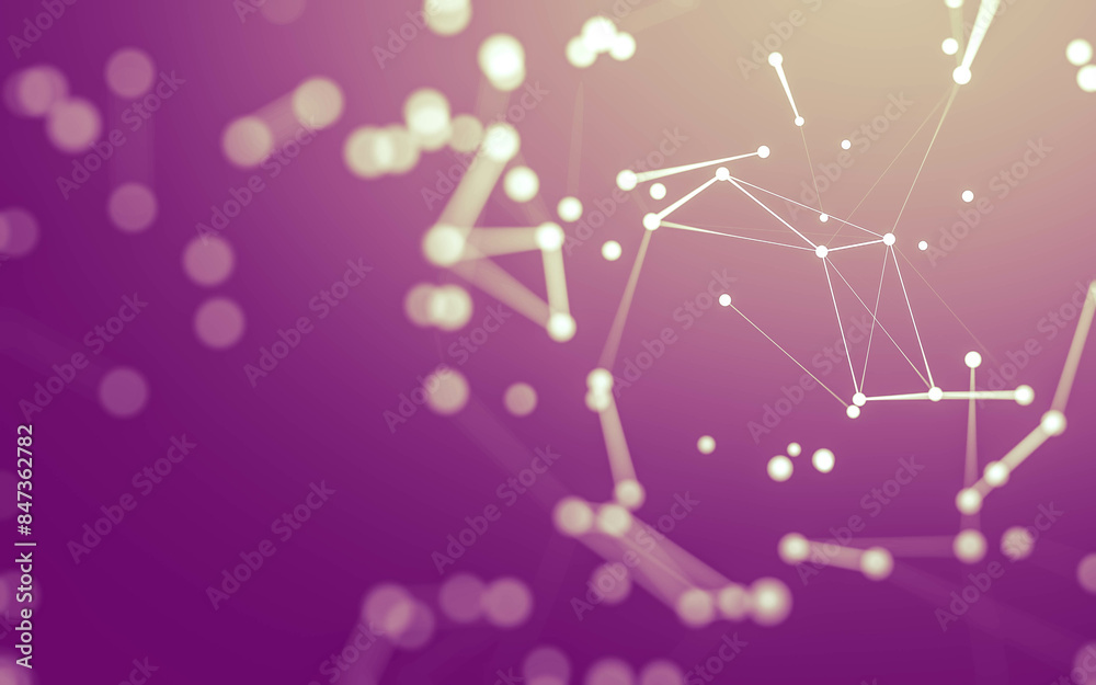 Abstract background. Molecules technology with polygonal shapes, connecting dots and lines. Connection structure. Big data visualization.