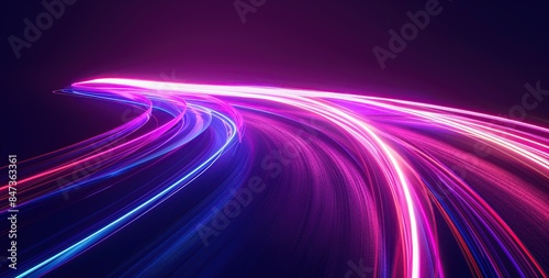 Abstract Neon Lights Trails Background