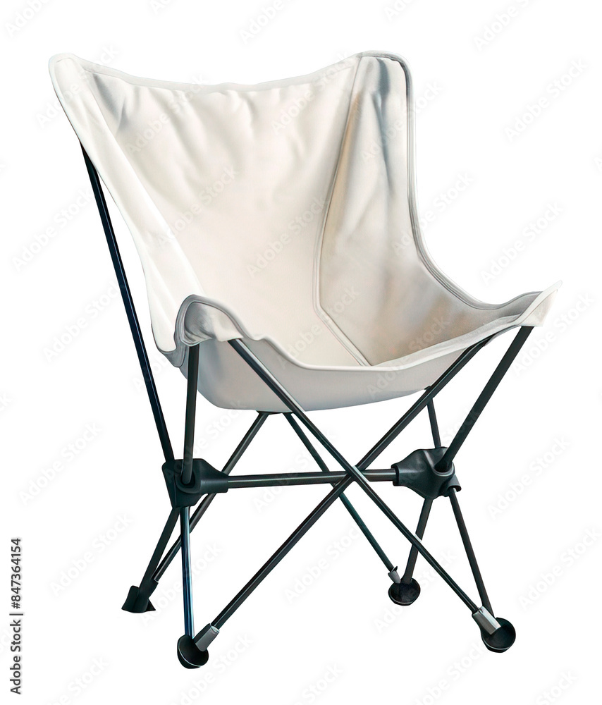 A stylish white camping chair with a sturdy metal frame, perfect for outdoor activities and relaxation. A stylish white camping chair with a sturdy metal frame, perfect for outdoor activities and relaxation.