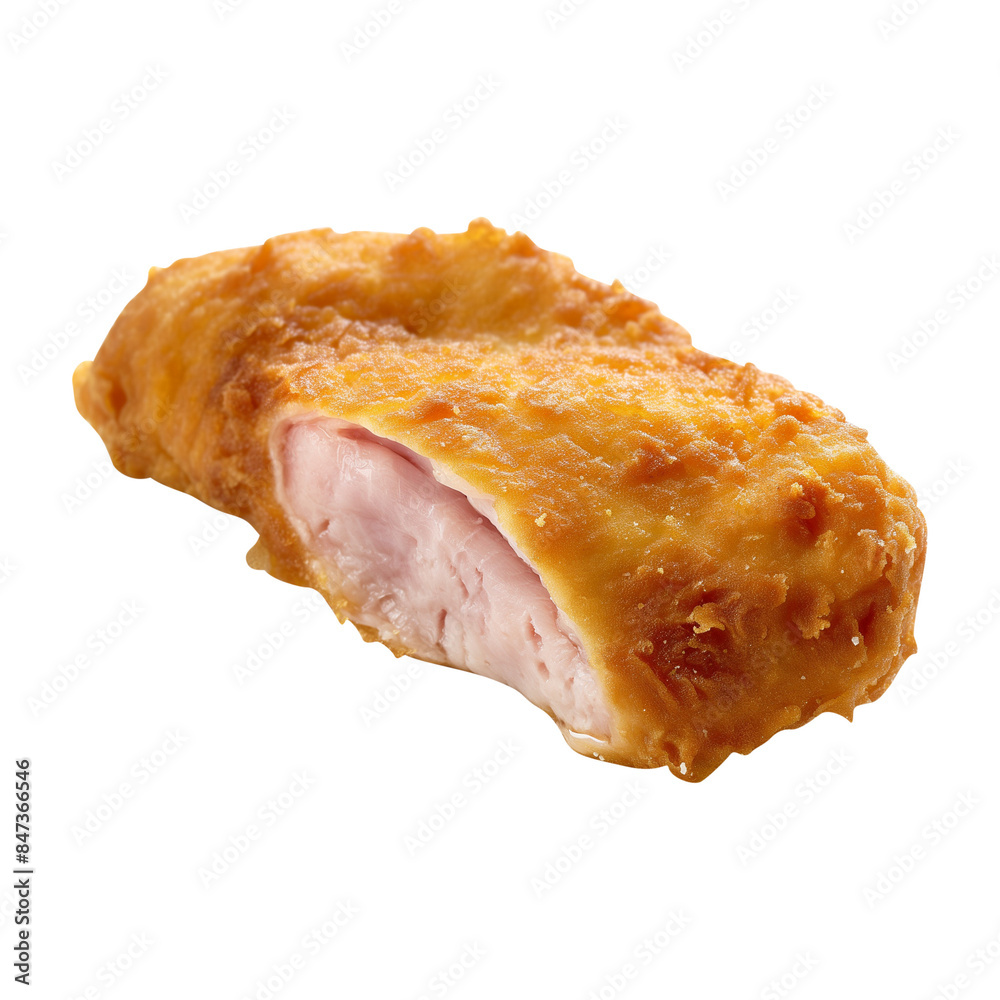 Chicken cordon bleu with ham and cheese isolated on transparent white background, clipping path Chicken cordon bleu with ham and cheese isolated on transparent white background, clipping path