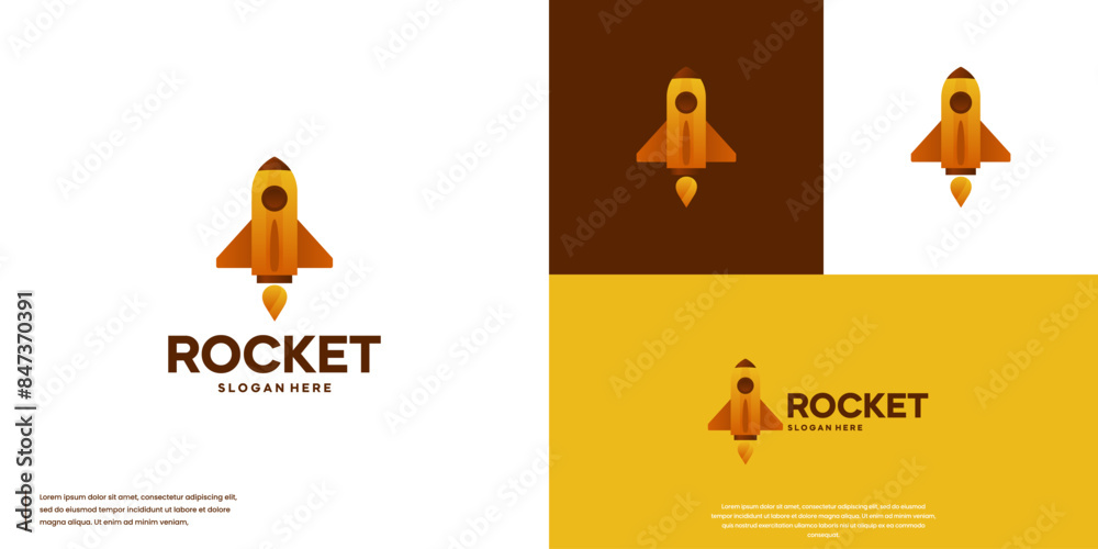 Fototapeta premium futuristic rocket logo, digital technology, logo design vector.