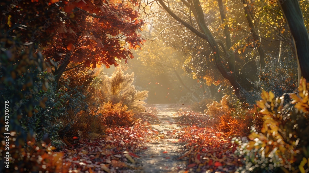 Autumn Forest Path Scenic pathway, Nature scene Background Autumn Forest Path Scenic pathway, Nature scene Background