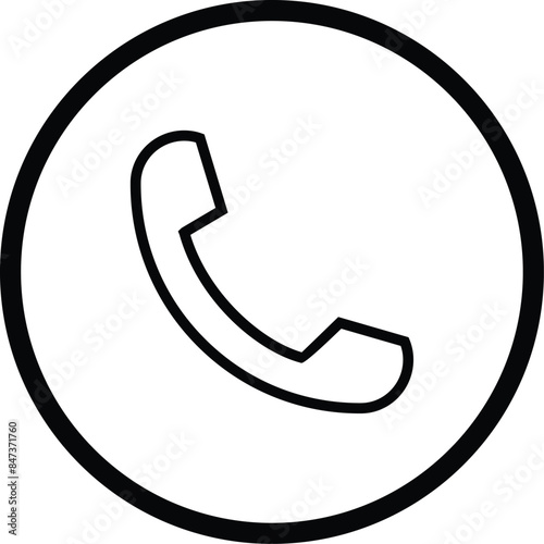 Telephone Icon with Black Outline Style