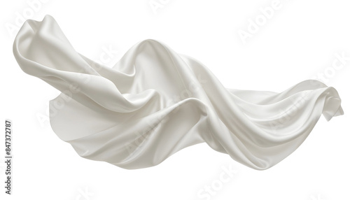 Flying white silk fabric