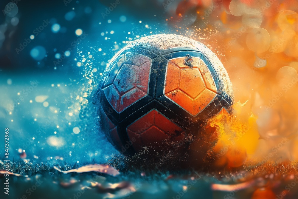 Vibrant and impactful 4K wallpaper of a football in motion with a dynamic splash of colors, perfect for PC backgrounds. Vibrant and impactful 4K wallpaper of a football in motion with a dynamic splash of colors, perfect for PC backgrounds.
