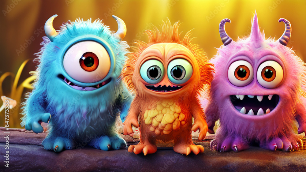 Fototapeta premium very cute fictional cartoon monsters
