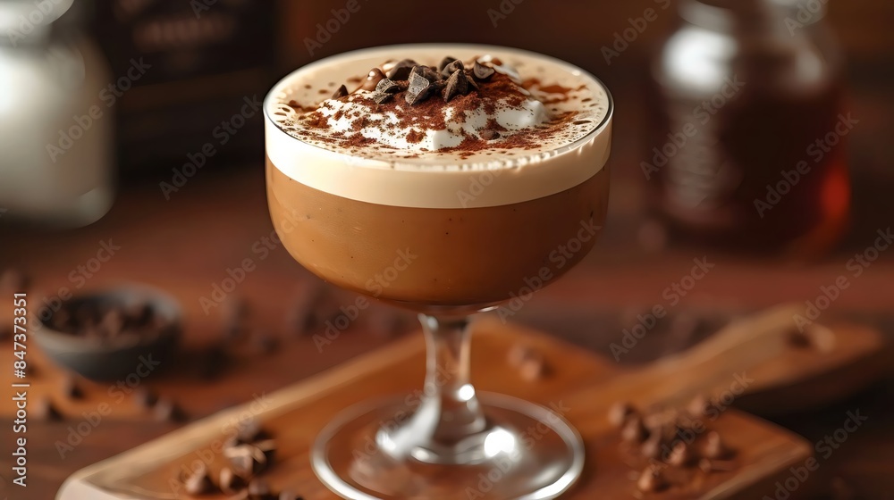 A glass of chocolate milk with whipped cream on top A glass of chocolate milk with whipped cream on top