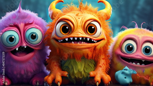 very cute fictional cartoon monsters