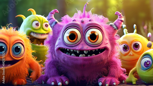very cute fictional cartoon monsters