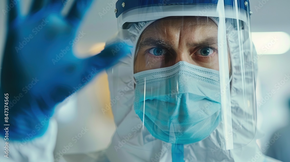Surgeon wearing mask and gloves Surgeon wearing mask and gloves