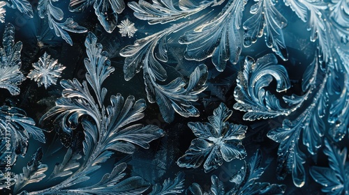 Floral pattern of ice on dark vehicle photo