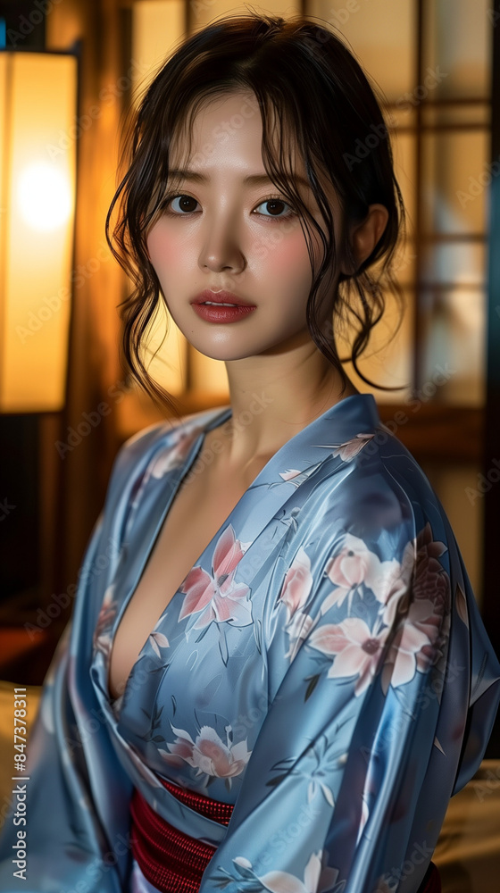 着物を着た若い女性 着物を着た若い女性