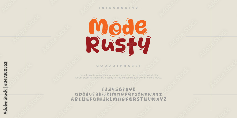 Obraz premium Rounded retro Fashion font alphabet. Typography typeface uppercase lowercase and number. vector illustration