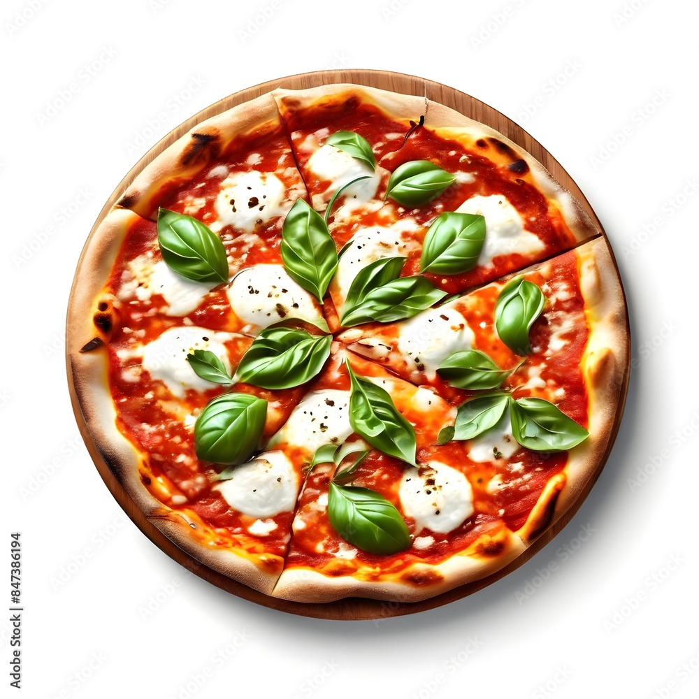 An artisanal wood-fired pizza with mozzarella, basil, and tomato sauce An artisanal wood-fired pizza with mozzarella, basil, and tomato sauce