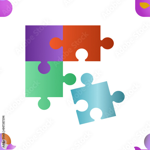 Seamless pattern Jigsaw Piece, Puzzle infographic with four piece business presentation. Circle infograph. 4 Step puzzle round process diagram, Puzzle collection. Business different.