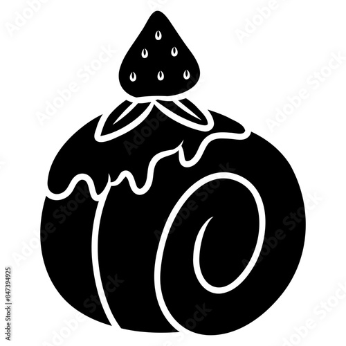swiss roll cake glyph icon