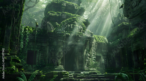 Temple Caché dans la Canopée de la Forêt Tropicale
