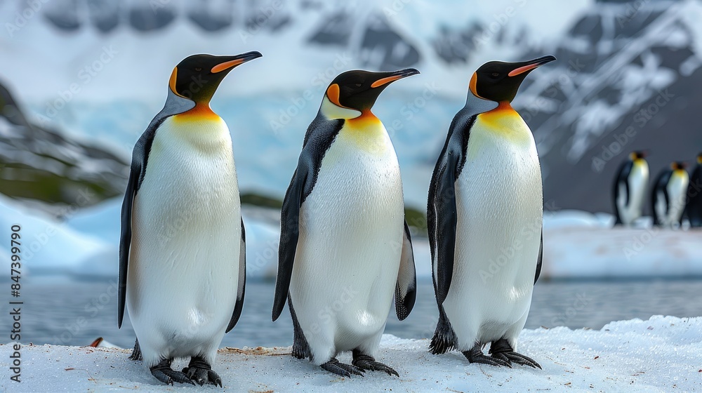 Fototapeta premium King penguins isolated on white background 