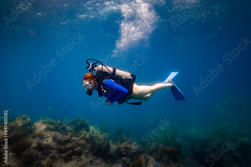 Wallpaper Mural Woman Scuba Diving Coral Reef on Caribbean BVI Vacation Torontodigital.ca
