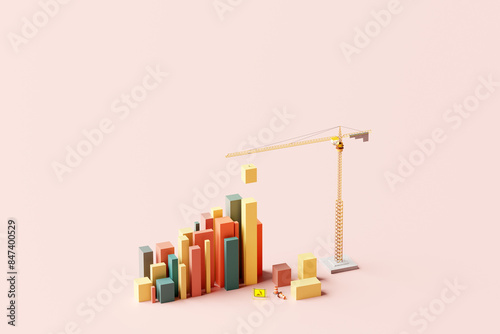 3D financial performance bar chart results 