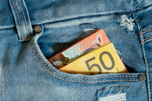 Australian Money in Pants Pocket
