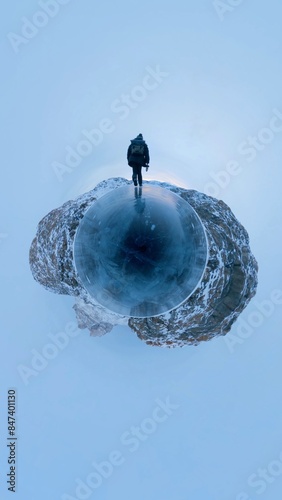 Arctic circle tiny planet of ice - exploring 360 landscape