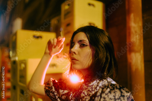 Urban Night Fashion with Colorful Flare