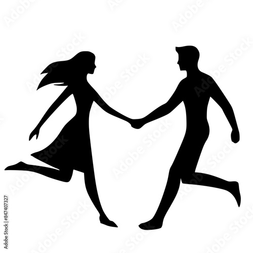 silhouette of a couple dancing, man and woman dancing tango