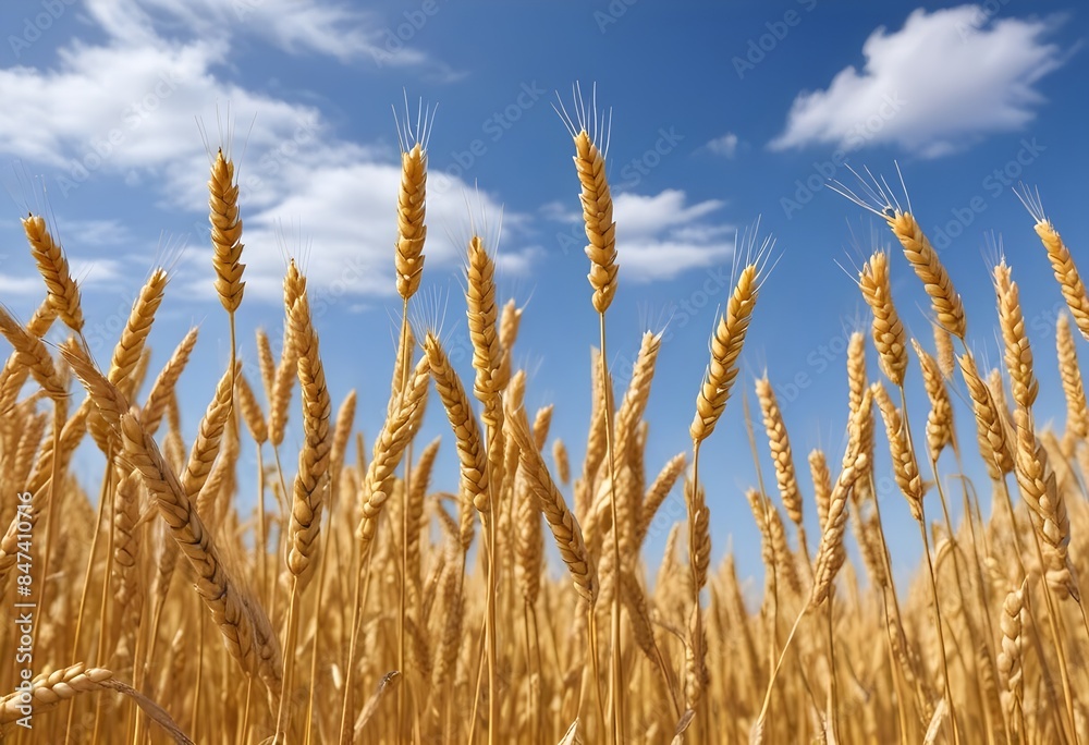 wheat field and blue sky with clouds wheat field and blue sky with clouds