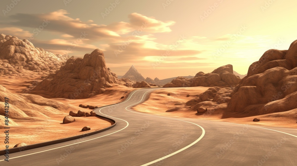 Fototapeta premium Immerse yourself in a stunning digital landscape of majestic mountains.