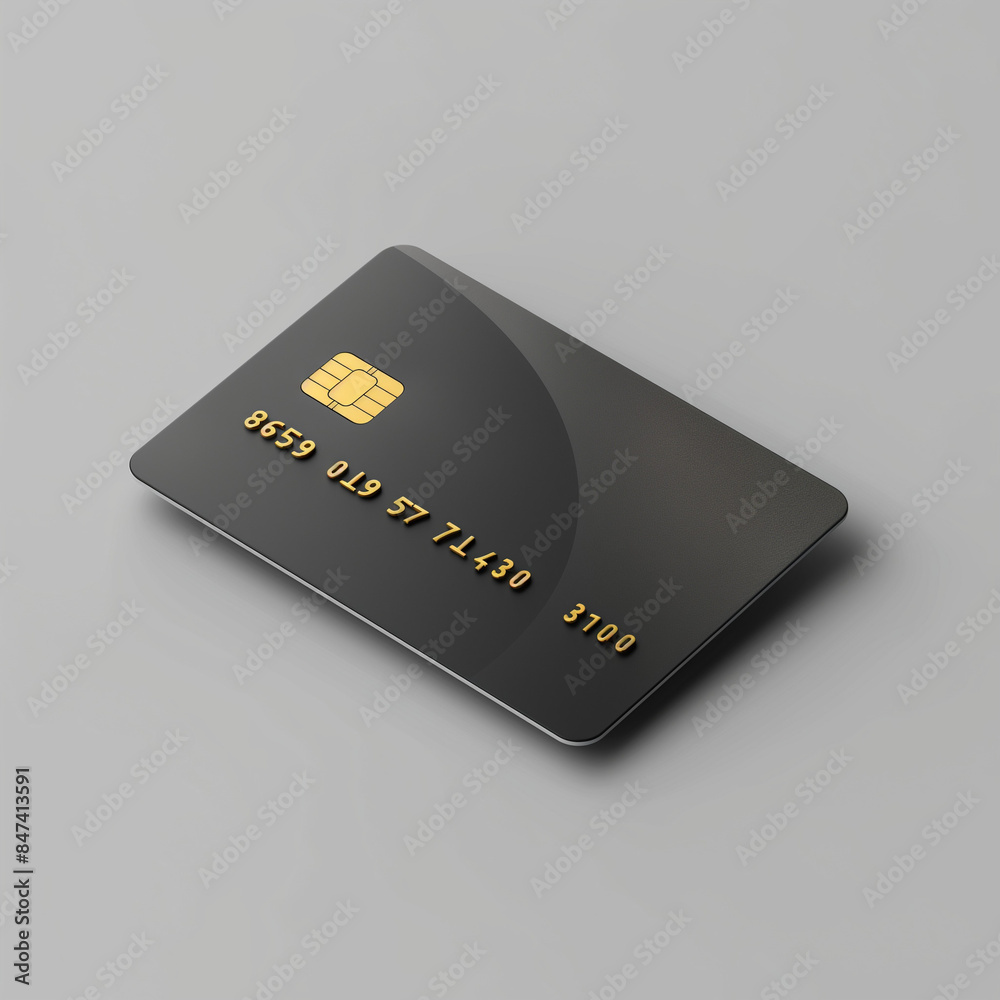 A sleek, modern credit card design in a sophisticated black finish with gold accents. The minimalistic style and elegant layout make it a perfect representation of luxury and financial prestige A sleek, modern credit card design in a sophisticated black finish with gold accents. The minimalistic style and elegant layout make it a perfect representation of luxury and financial prestige