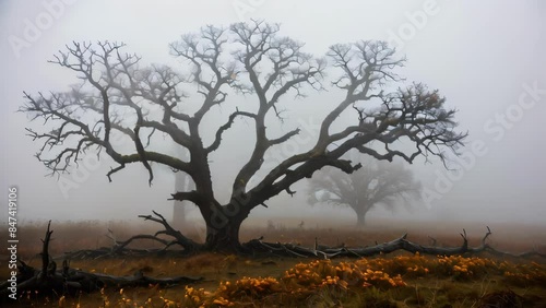 Wallpaper Mural Bare Trees in a Foggy Meadow on a Cold Morning Torontodigital.ca
