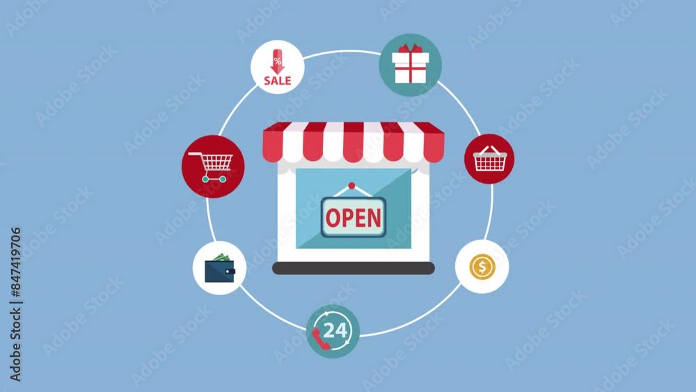 Circular Scheme Ecommerce Animation 4K Circular Scheme Ecommerce Animation 4K