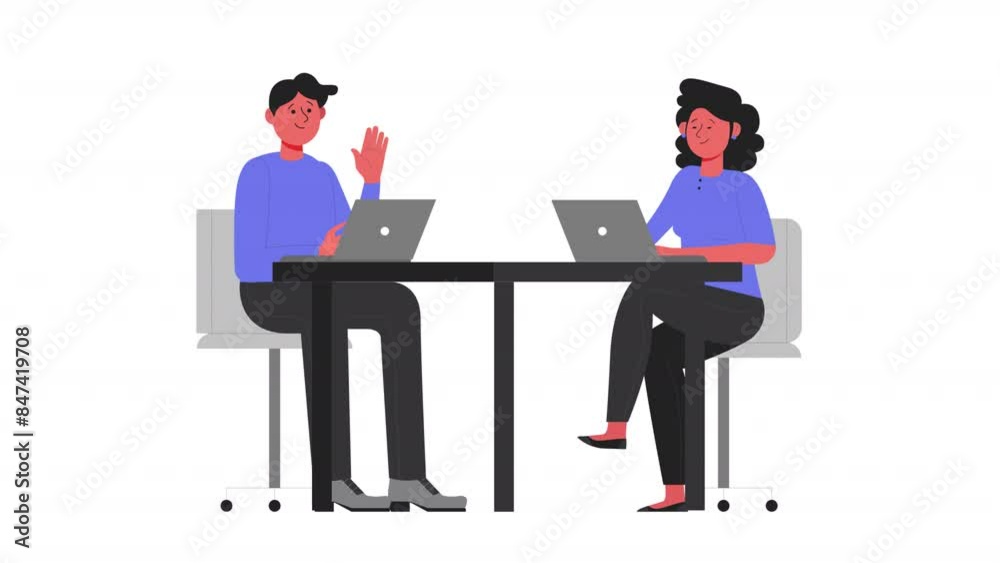 2D Characters Working On Office Desk HD On Alpha 2D Characters Working On Office Desk HD On Alpha