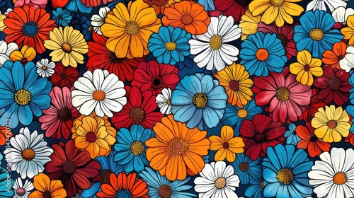 Pattern with beautiful and colorful flower samples