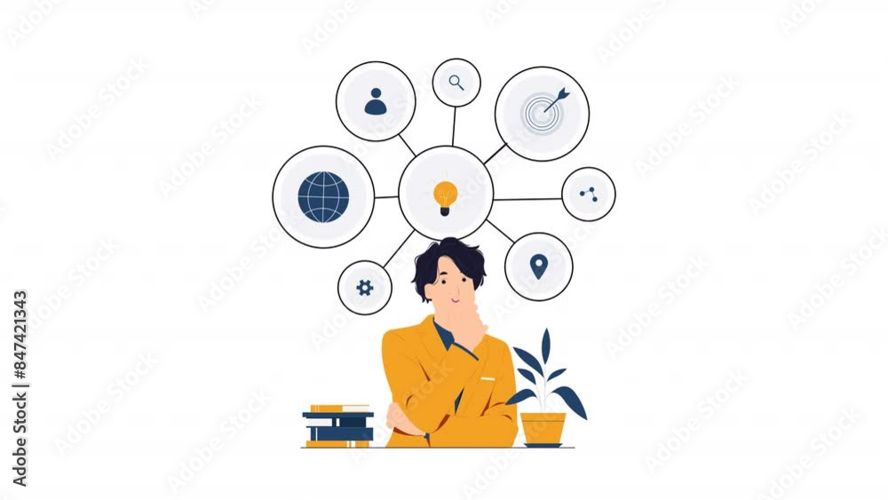 2D Character Mind Mapping Animation HD On Alpha 2D Character Mind Mapping Animation HD On Alpha