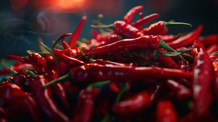 Crédence de cuisine  Spicy red chilies, cooking spices Background.  © Khoirul