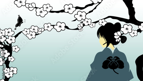 asian girl background illustration in vector format