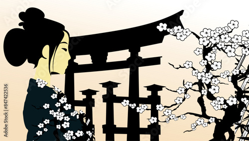 asian girl background illustration in vector format