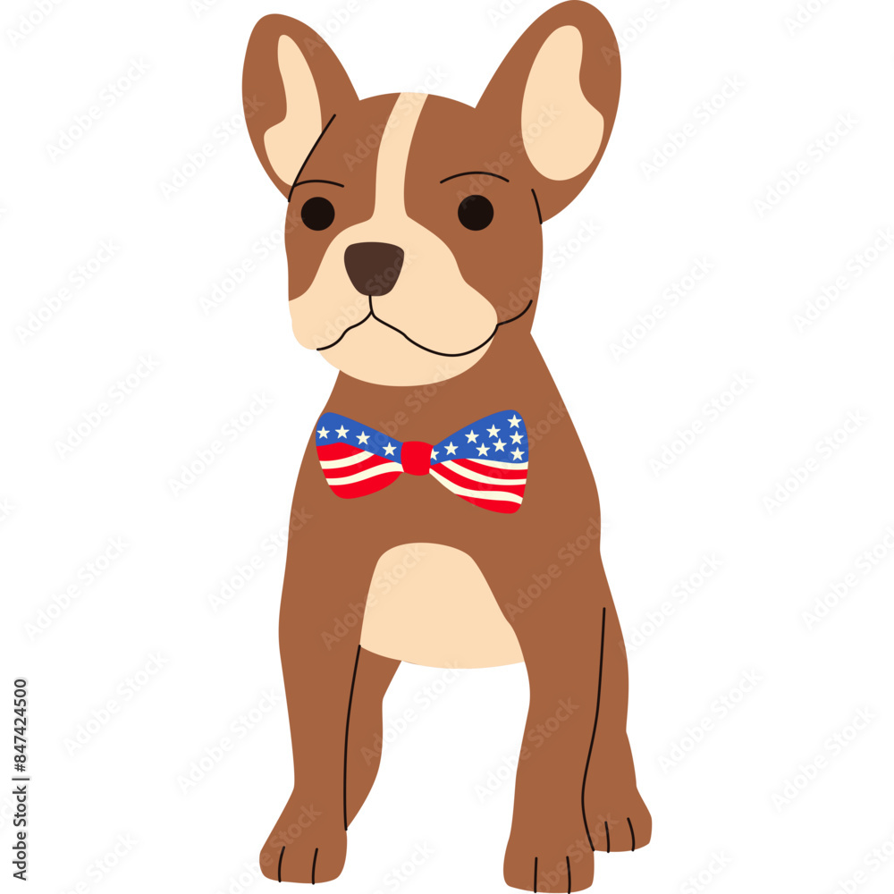 American Dog with USA Flag Illustration American Dog with USA Flag Illustration