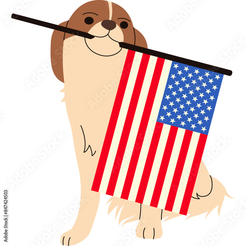 American Dog with USA Flag Illustration