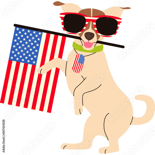 American Dog with USA Flag Illustration