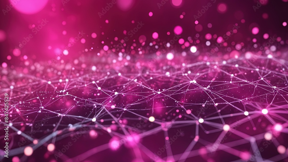 Fototapeta premium AI Neural Lines Background Abstract Magenta - Landscape