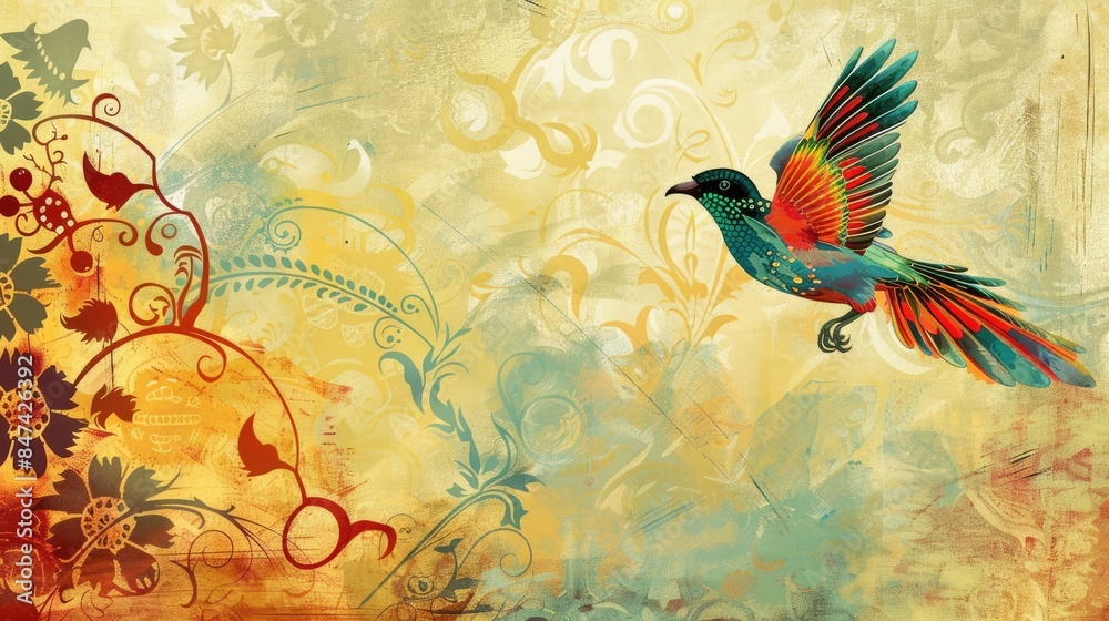 Bird Inspired Background with Ethnic Flair Bird Inspired Background with Ethnic Flair