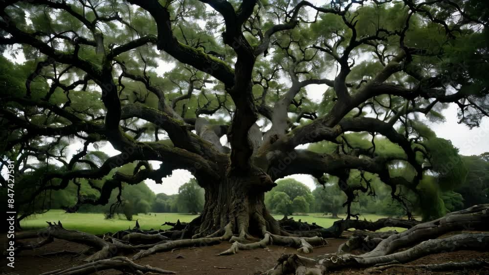 Ancient Oak Tree in a Lush Green Park During the Day Ancient Oak Tree in a Lush Green Park During the Day