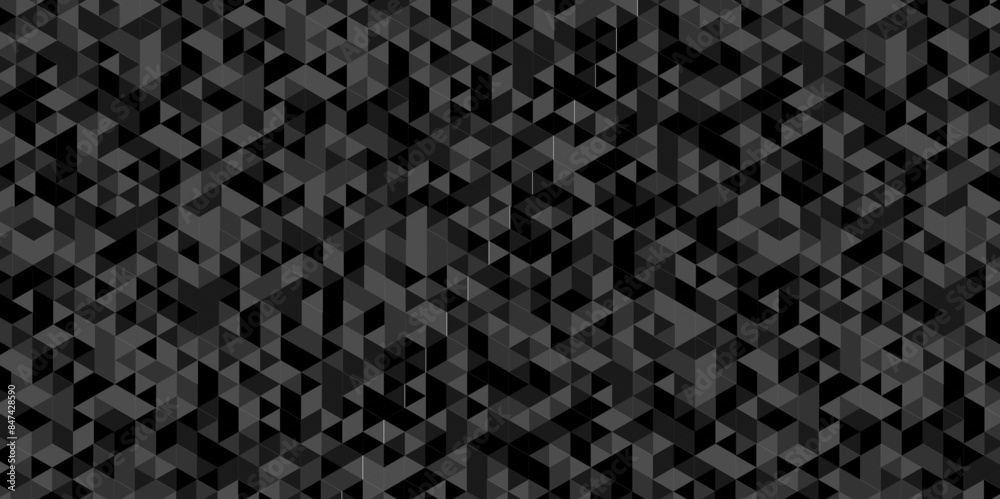 Fototapeta premium Vector geometric seamless diamond technology black and gray triangle element light background. Abstract digital grid light pattern black Polygon Mosaic triangle, business and corporate background.