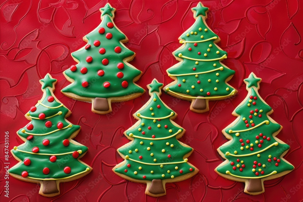 Christmas Tree Sugar Cookies with Colorful Icing Christmas Tree Sugar Cookies with Colorful Icing