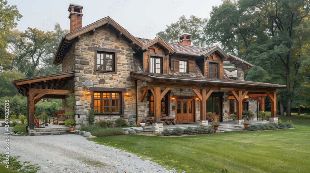 Traditional Farmhouse Home- stone walls Traditional Farmhouse Home- stone walls